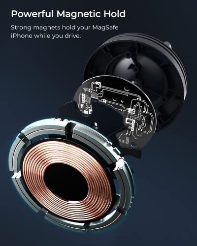 iOttie Velox Mini MagSafe Compatible Air Vent Car Mount in Midnight Blue with Wireless Charging. Compatible with MagSafe iPhones Including iPhone 12/13/14/15/16/17 Series (Car Charger Included) - color: Black