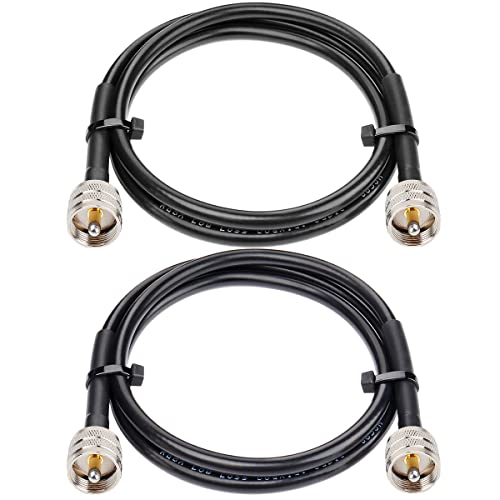 MOOKEERF RG8x Jumper Cable 3ft,2 Pack PL259 Jumper CB Coax Cable 50 Ohm,UHF PL259 Male to Male Low Loss CB Antenna Extension for HAM Radio,VHF Radio,SWR Meter,Antenna Analyzer - size: 3FT