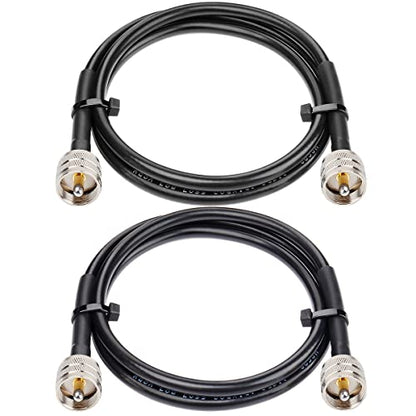 MOOKEERF RG8x Jumper Cable 3ft,2 Pack PL259 Jumper CB Coax Cable 50 Ohm,UHF PL259 Male to Male Low Loss CB Antenna Extension for HAM Radio,VHF Radio,SWR Meter,Antenna Analyzer - size: 3FT