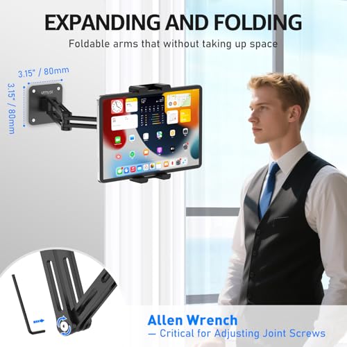 Urmust Tablet Wall Mount Holder for iPad, 4.7-15.6" - size: 2 Arm Pro-Up to 15.6"