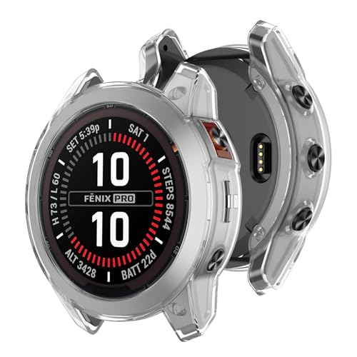 Protector Cases Compatible with Garmin Fenix 7X/Epix Pro 51MM Case Cover Soft TPU Bumper Rugged Shock Proof Protective Shell for Garmin Fenix 7X Pro Watch Case - color: Transparent white