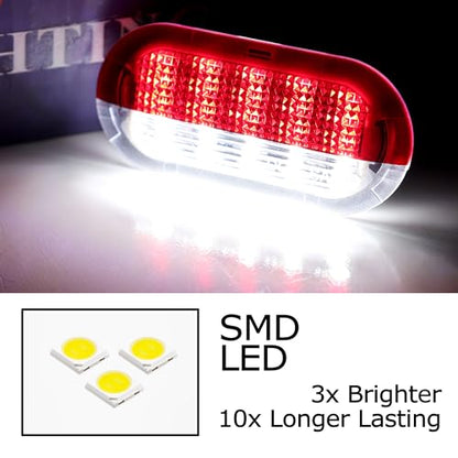iJDMTOY Red/Clear Lens Full LED Side Door Courtesy Lamps Compatible With Volkswagen Golf R32 VR6 Jetta MK3 MK4 Beetle, By 18-SMD Red LED Lights & CAN-bus Error Free