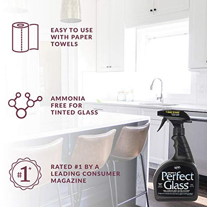 HOPE'S Perfect Glass Cleaner, Streak-Free, Ammonia-Free Window, Mirror, Screen, and Shower Door Cleaner, Indoor and Outdoor Glass Surfaces, 32 Fl Oz Spray Bottle and 67.6 Fl Oz Refill, Pack of 4 - style: 32 Fl Oz Spray Bottle and 67.6 Fl Oz Refill (Pack o