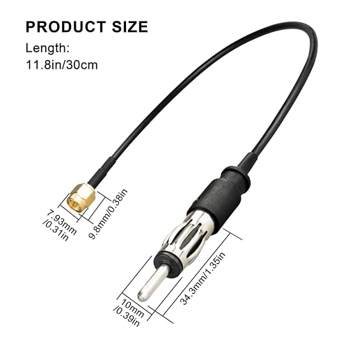 SMA Male to AM/FM Male Adapter Cable RG174 Coaxial Pigtail Jumper 12 inch DIN Plug Extension Cord for Car Radio Stereo Receiver Ham Radio - size: SMA Male to AM/FM Male