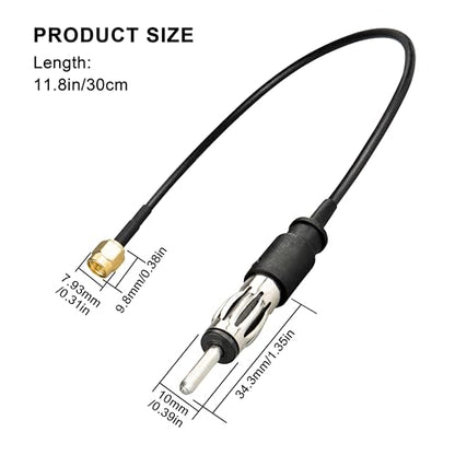 SMA Male to AM/FM Male Adapter Cable RG174 Coaxial Pigtail Jumper 12 inch DIN Plug Extension Cord for Car Radio Stereo Receiver Ham Radio - size: SMA Male to AM/FM Male