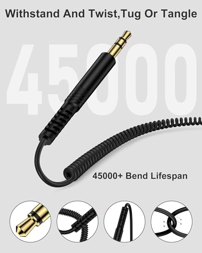Coiled USB C to 3.5mm Audio Aux Jack Cable for iPhone, Car Play Aux Cord