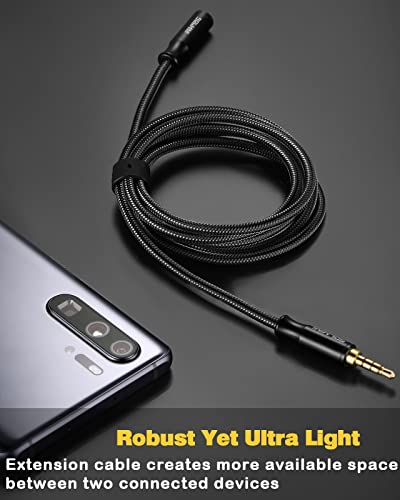 Headphone Extension Cable 4 Pole 3.5mm TRRS Male to Female Lossless Stereo Audio Cable Extension (4 ft/ 1.2 m) Nylon Braid Aux Cord Extension for Headset or Audio Devices –Matte Black - style: MTF