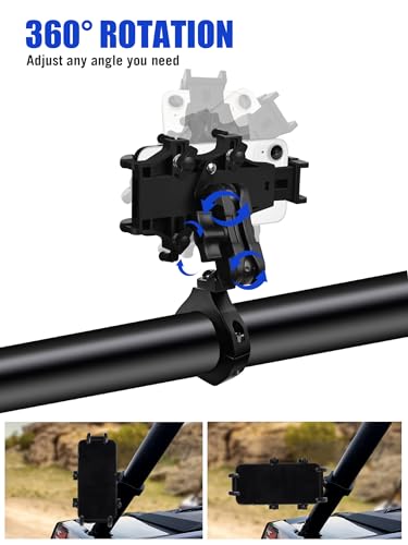 ZIDIYORUO UTV Phone Mount Holder, Aluminum Alloy Heavy Duty SXS Phone Clamp