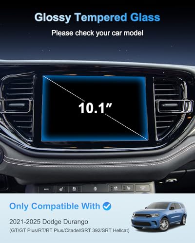 2021-2026 Durango Screen Protector For 2021 2022 2023 2024 2026 Dodge Durango (GT/GT Plus/RT/RT Plus/Citadel/SRT 392/SRT Hellcat) 10.1Inch Touchscreen 2026 Durango Accessories 9H Tempered Glass [NO Fingerprint&Scratches] - color: Durango 2021-2026 10.1"Na