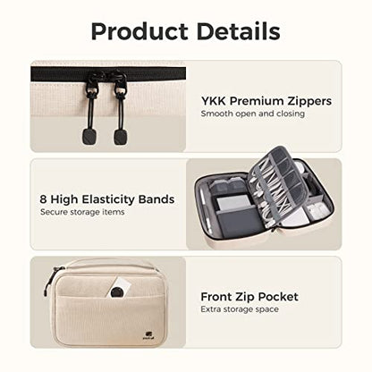pack all Electronic Organizer Plus, Shockproof Cable Organizer Bag - color: Beige