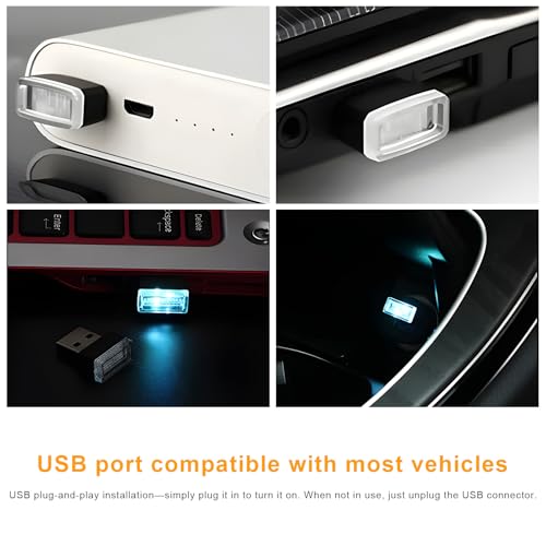 Sun Walker 2 PCS USB LED Car Interior Atmosphere Lamp, Plug-in USB Interface Trunk Ambient Light LED Decoration, Mini Portable Interior Night Lighting Kit for Most Vehicles (Red)