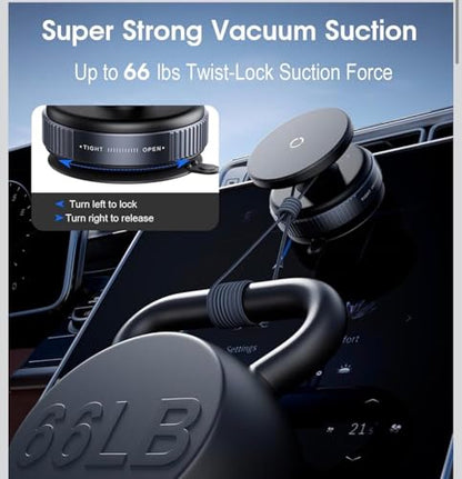 Aura Avenue Magnetic Vacuum Suction Mobile Phone Holder for Car & Desk | Super Strong Suction | 360° Rotation | Universal Dashboard, Glass & Desktop Mount