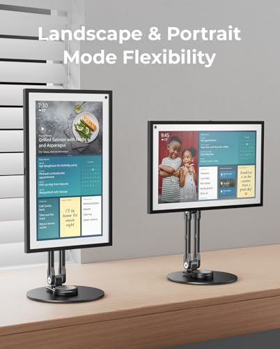 Portable VESA Monitor Stand for 15.6 Inch Monitors, Aluminum Portable Screen Mount for Desk with 360°Rotation Bases, Adjustable Secondary Travel Monitor Stand Compatible with 15.6/16/18.5 Inch - Black