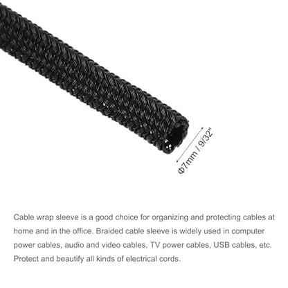 MECCANIXITY Split Sleeve Wire Loom 9/32" 25Ft Black Self Wrapping Braided Sleeve UL94-V2 Fireproof PET Sleeving for Automotive, Home Cable Management - color: Black, size: 9/32 Inch x 25Ft