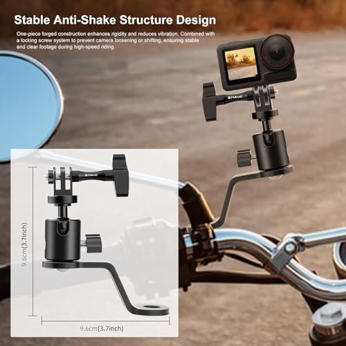PULUZ Motorcycle Camera Mount, Mirror Action Cam Holder for POV Vlog - size: Rearview Mirror Mount