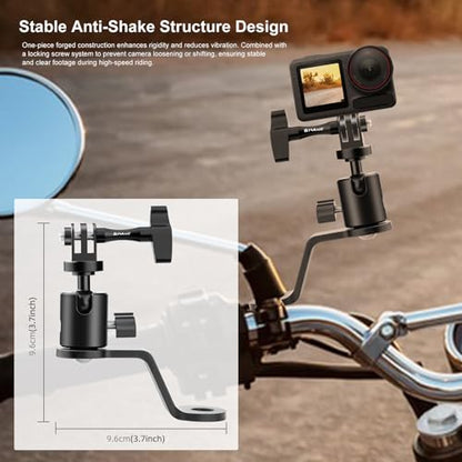 PULUZ Motorcycle Camera Mount, Mirror Action Cam Holder for POV Vlog - size: Rearview Mirror Mount