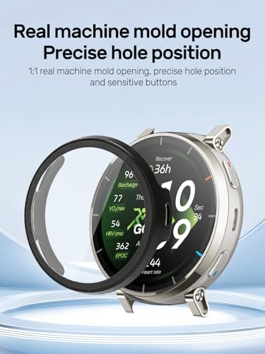 Case for Amazfit Active 3 Premium GPS Running Smart Watch, ZBAGUG with Tempered Glass Screen Protector, Ultra - Thin Hard PC Full Protective Face Cover Bumper for Active 3 Premium Watch. Black