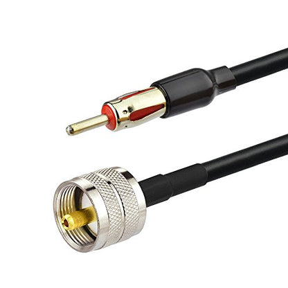 Eightwood PL259 UHF Male to DIN AM/FM Plug Adapter RG58 Coax Cable 12in