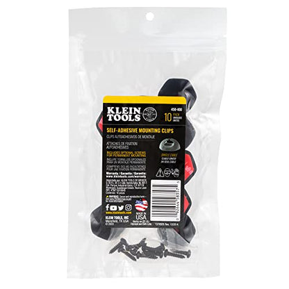 Klein Tools 450-410 Cable Clips, Made in USA, Self-Adhesive 3-Slot Cable, Cord Management Mounting Clips, Optional Screw for Permanent Mounting, 10-Pack - style: 3-Slot Clips