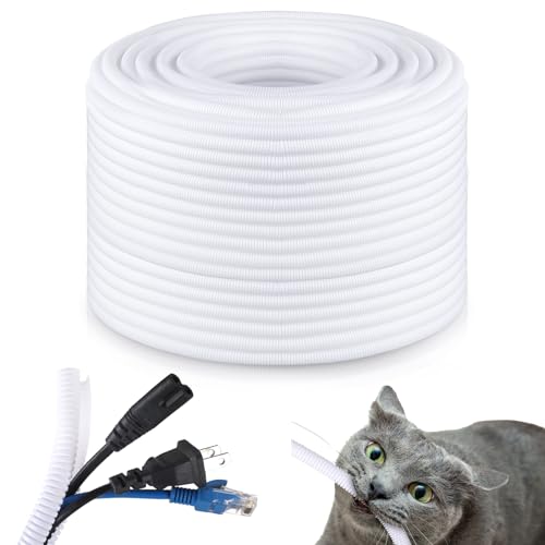 Kanayu 1/2''-50 Ft Split Wire Loom Tubing, White Flame Retardant - color: White, size: 1/2''-50 Ft
