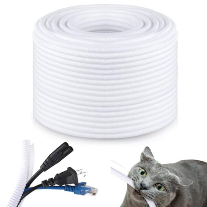 Kanayu 1/2''-50 Ft Split Wire Loom Tubing, White Flame Retardant - color: White, size: 1/2''-50 Ft