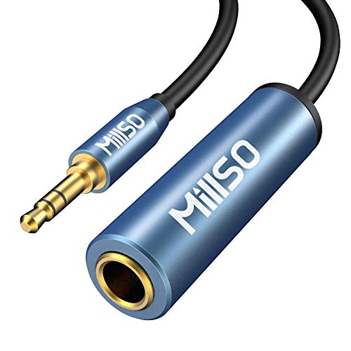 MillSO 1/4 to 3.5mm Headphone Adapter, TRS 6.35mm Female to 3.5mm Male 1/8 to 1/4 Stereo Audio Adapter for Amplifiers, Guitar, Piano, Home Theater Devices to Phone, Laptop, Headphones - 12inch/30cm - color: Blue, size: 1 FT