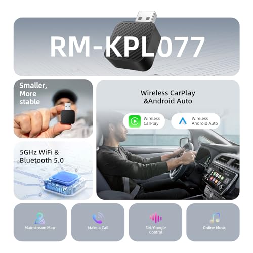 Mini Wireless CarPlay Adapter for iPhone, 2 in 1 CarPlay Wireless Adapter - style: RM-KPL077