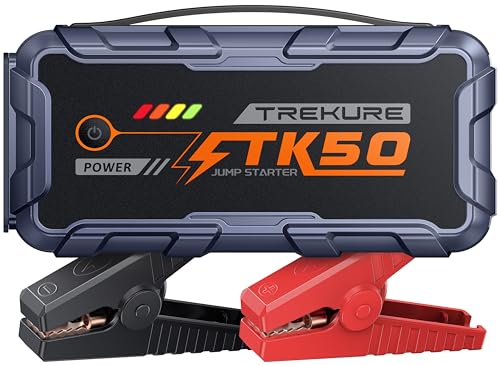 TREKURE Car Battery Jump Starter 8000A 26800mAh, Portable Car Jump Starter for All Gas and 12L Diesel Engines, Power Bank & Battery Jumper, Portable Jump Box Car Battery with Fast Charge, LED Light - color: Gray-blue