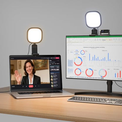 LitONES Ring Light for Laptop, Monitor, Desk, Eye-Caring Diffused LED Light - color: Black 1 Pack