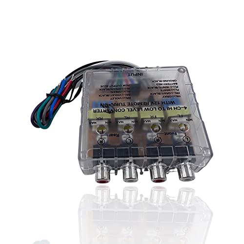 Audiotek 4 Channels Car Audio Hi Low High to Low Impedance RCA Line Converter for Car Receiver and Amplifier + Built-in Remote Turn-On, Ground Loop Isolator - at-HL5