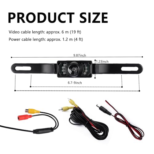 Back Up Camera for Cars with 8 Light,SD Night Vision License Plate Backup Camera with 170° Wide Angle,Universal Rear View Camera for Cars Includes Mounting Accessories