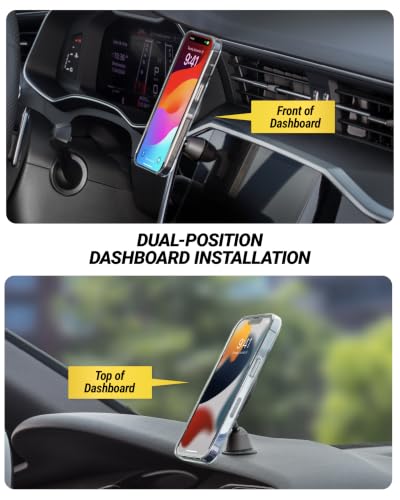 Scosche MagicMount Elite2 MagSafe Car Mount, Magnetic Phone Holder for Car Dashboard, Hands-Free Phone Mount with Strong Magnetic Hold, Minimalist Design for iPhone 17/16/15/14/13/12 and MagSafe Cases