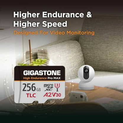 【5 Yrs Free Data Recovery】【Dash Cam】 GIGASTONE 256GB Micro SD Card, TLC High Endurance Pro MAX, Speed Up to 180MB/s, Compatible with REDTIGER Rove VIOFO VANTRUE PRUVEEO, MicroSDXC UHS-I A2 V30 U3 - color: 256GB High Endurance Pro MAX 1-Pack