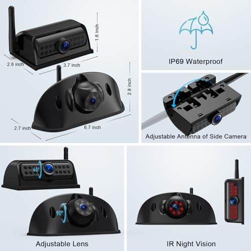 Fookoo HD 1080P 7" Wireless 3 Backup Camera System for Furrion Pre-Wired RV - size: 7" 3-Cam
