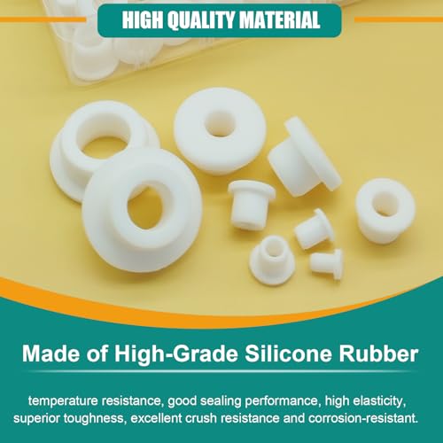 130PCS Silicone Rubber Grommets for Wiring, White Top Hat Rubber Grommet - color: White-130pcs