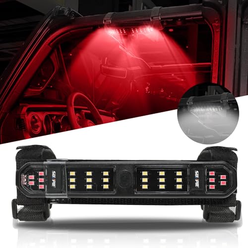 SUNPIE UTV Dome Light Battery Powered SXS Interior Lights White&Red,1 Pack - color: 1 PC of White and Red