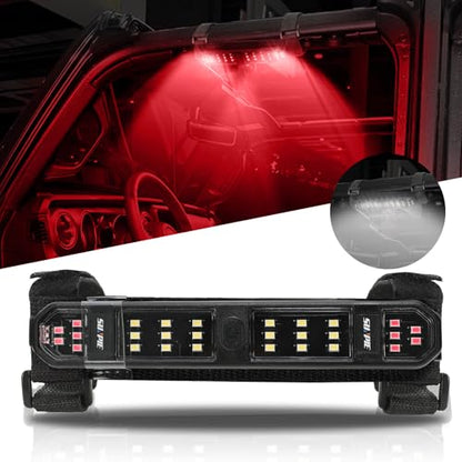 SUNPIE UTV Dome Light Battery Powered SXS Interior Lights White&Red,1 Pack - color: 1 PC of White and Red