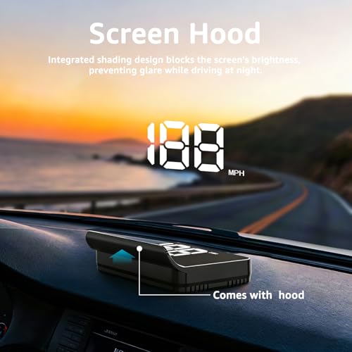 Heads up Display for Cars, Car HUD, GPS Speedometer,Head up Display for Car - color: White