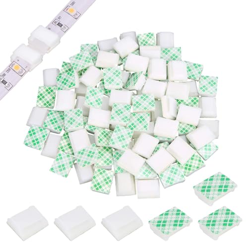 80Pcs Led Strip Light Clip White Self Adhesive Mounts for 10mm Light Strip - color: White, size: 10 mm
