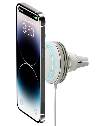 iOttie Velox Mini MagSafe Compatible Air Vent Car Mount in Astral Gray with Wireless Charging for iPhone 13, 14, 15 Series - color: Gray