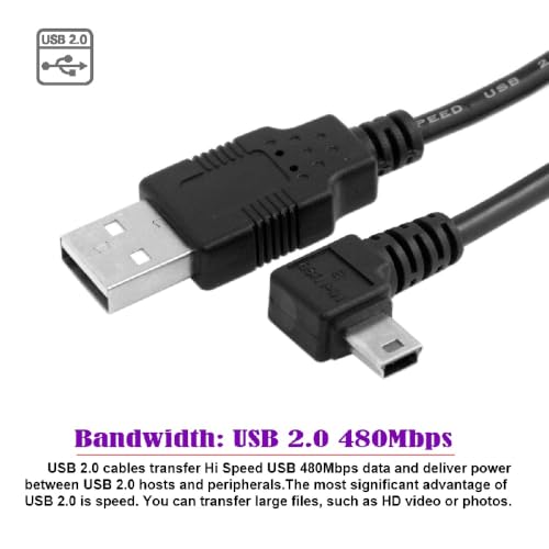 cablecc Mini USB B Type 5pin Male Left Angled 90 Degree to USB 2.0 Male Power Data Cable 1.8M - style: Left Angled 1.8M