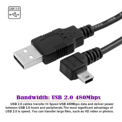 cablecc Mini USB B Type 5pin Male Left Angled 90 Degree to USB 2.0 Male Power Data Cable 1.8M - style: Left Angled 1.8M