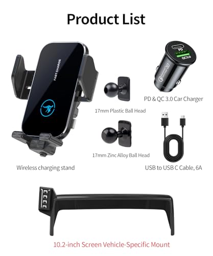 Wireless Charger Car Phone Holder for BMW X5/X6 2014-2018, 10.2"Screen Clip