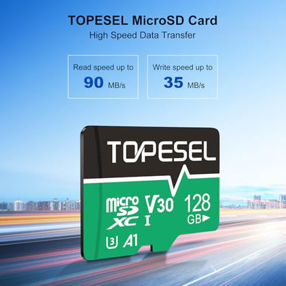 TOPESEL 128GB(The Actual Usable Capacity is 115.2GB) Micro SD Card with Adapter, High Speed TF Card, Memory Card microSDXC for Camera, Smartphone, Tablet, Dash Cam, Drone, UHS-I, U3, A1, 4K UHD, V30 - color: 128GB x1