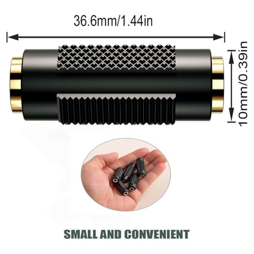 WISYIFIL 3.5mm （1/8 Inch ） to 3.5mm （1/8 Inch） Stereo Jack Female to Female Adapter Connector Gold Plated (4 Pack)