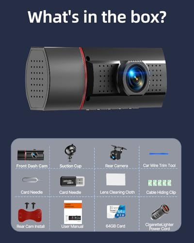 Dash Cam Front Rear and Inside, 3 Channel Dash Camera for Cars W/ 64GB Card - size: X25 3 Channel Dash Cam