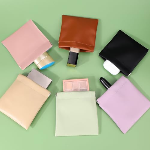 BUSOHA 6 PCS Small Makeup Bags for Purse - Coin Purse for Women - color: 6 PCS - Black+Brown+Yellow+Pink+Green+Purple