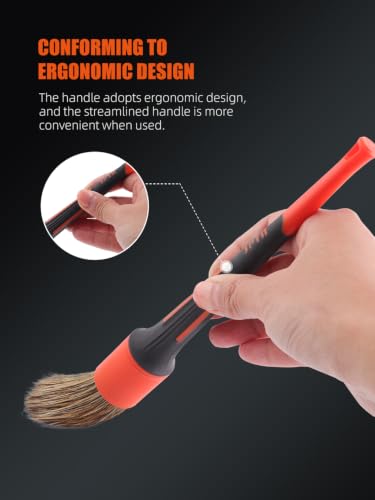 Car Detailing Brush Set, 5 Pack SPTA V2.0 Soft Boar Hair Auto Detail Brush Kit with Drill Adapter, for Automotive Interior Exterior Dashboard Engine Bay Seat Leather, Can be Used in Electric Drills - color: 5pcs Car Detailing Brush Set With Adapter