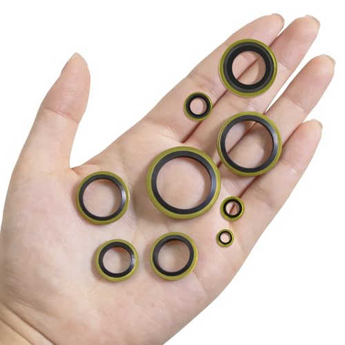 XBVV 378 Pcs NBR Metal Bonded Sealing Washer Assortment Kit M6 M8 M10 M12 M14 M16 M18 M20 M22 M24 M27 M30 Automotive Self-Centred Seal Gasket Repair Set