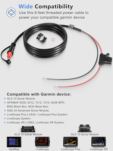 Replacement for 010-11425-01 Threaded Transducer Power Cable Compatible with Garmin GLS 10 Sonar Module, GPSMAP 6200, 7200, 8200 MFD Series, 8500, 8530 Back Box and Panoptix LiveScope System
